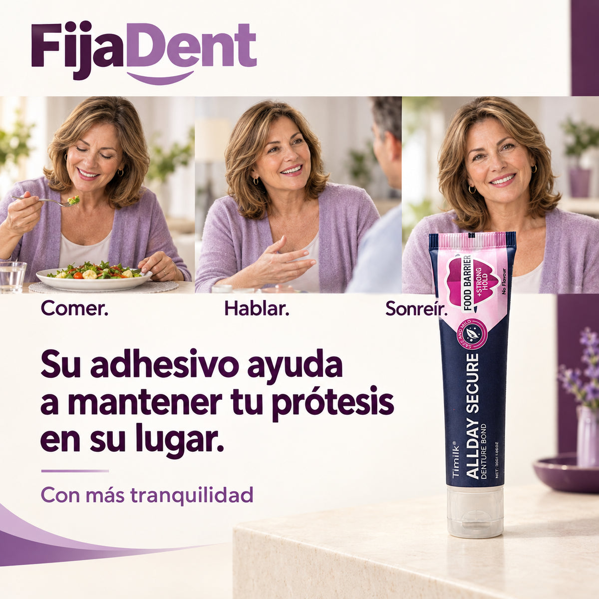 FijaDent: beneficios ilustrados del producto