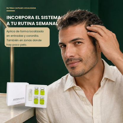Aplicación localizada del Kit Capilar Pleyer en el cuero cabelludo