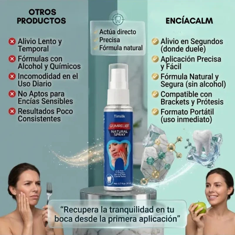 Comparación de EncíaCalm frente a otros productos por aplicación precisa, fórmula natural, compatibilidad y formato portátil